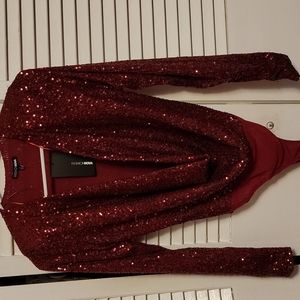 Burgundy bodysuit, Sequin, NWT, Small